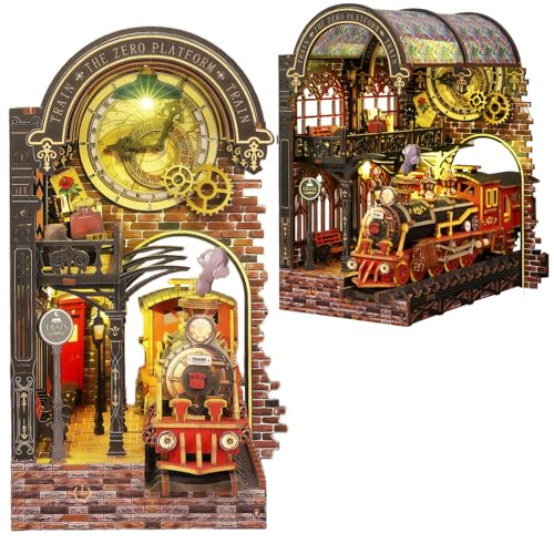 DIY Zero Platform Station Book Nook, Steampunk-Stil Modell Buchstütze, gewölbtes halboffenes Design, abnehmbarer Zug, geeignet für Erwachsene DIY Zero Platform Station Book Nook, Steampunk-Stil Modell Buchstütze, gewölbtes halboffenes Design, abnehmbarer Zug, geeignet für Erwachsene von KingStora