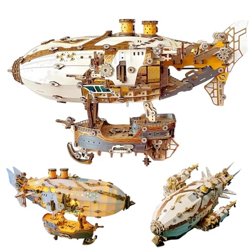 Fantasy Luftschiff 3D Puzzle Modell - Viktorianisches Steampunk Dirigible DIY Kit - 648 Teile Montage Modellbausatz für Erwachsene (Weiß) von KingStora