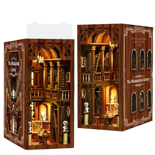 KingStora DIY Book Nook Kit - Klassische Philosophie Bibliothek & Lesesaal - 3D Puzzle, Montage Buchstütze für Erwachsene von KingStora