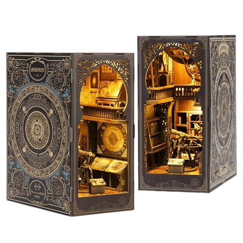 KingStora DIY Book Nook - Klassisches Klavierzimmer Astronomie Buchstützen Kit Miniatur Gothic Haus 3D Puzzle für Erwachsene (Astronomie Raum) von KingStora