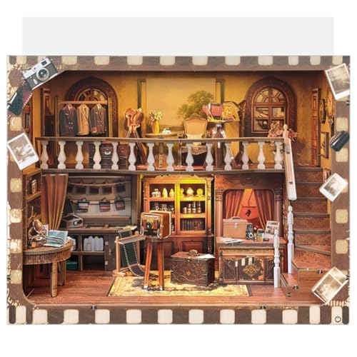 KingStora DIY Nostalgisches Fotostudio Book Nook, Vintage Fotografie Szene Modell, Zeitgedächtnis Thema 3D Buchstütze für Erwachsene KingStora DIY Nostalgisches Fotostudio Book Nook, Vintage Fotografie Szene Modell, Zeitgedächtnis Thema 3D Buchstütze für Erwachsene von KingStora