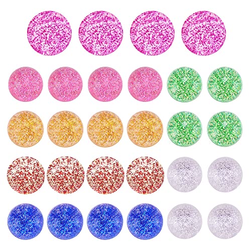 KingYH 28 Stück Hüpfbälle Flummi Glitzer 32 mm 7 Farben Kleine Hüpfbälle für Kinder Gummibälle Gastgeschenke Mitgebsel Halloween Weihnachten von KingYH