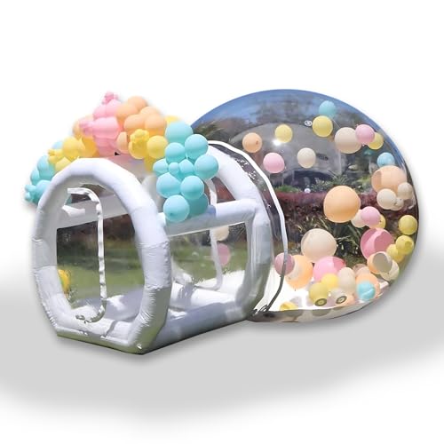 Aufblasbares Blasenhaus, Aufblasbare Bubble House Dome Mit Tunnel, Gebläse Und Pumpe, PVC Klares Blasenkuppelzelt Für Außenbereich, Camping, Party, Hof, 2.5+1.5 von Kingbar