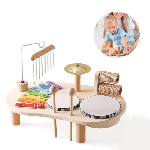 Kinder Trommel Set,musikinstrumente für Kinder ab 1 Jahr, Montessori Lernspielzeug Schlagzeug Mit Xylophon, Schlagzeug Kinder von Kingbar