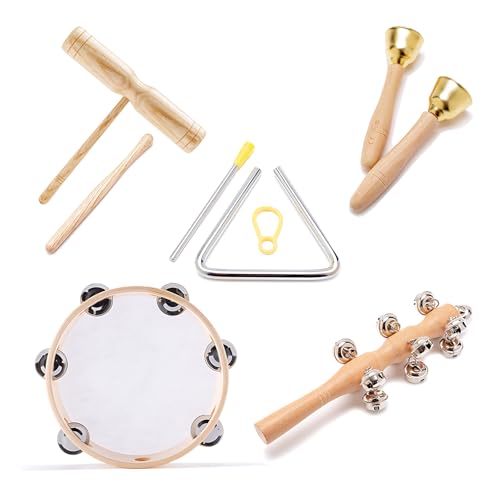 Musikinstrumente Set Für Kinder, Montessori Holz-Percussion-Musikinstrument-Spielzeug Mit Aufbewahrungstasche, Für Kinder Vorschulbildung, 5 PCS von Kingbar