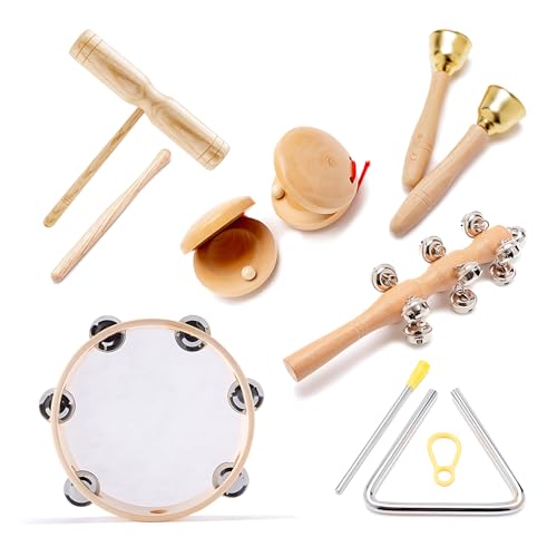 Musikinstrumente Set Für Kinder, Montessori Holz-Percussion-Musikinstrument-Spielzeug Mit Aufbewahrungstasche, Für Kinder Vorschulbildung, 6 PCS von Kingbar