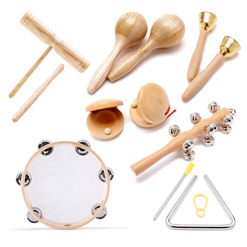 Musikinstrumente Set Für Kinder, Montessori Holz-Percussion-Musikinstrument-Spielzeug Mit Aufbewahrungstasche, Für Kinder Vorschulbildung, 7 PCS von Kingbar