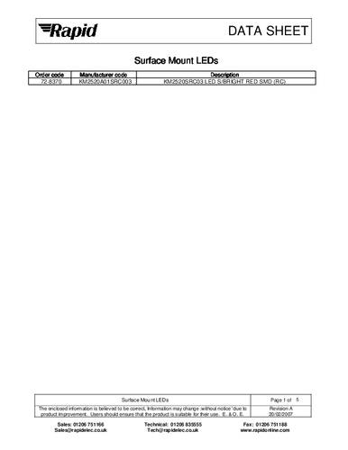 Kingbright SMD-LED Rot 600 mcd 20° 30mA 1.85V von Kingbright