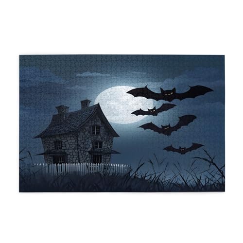 Bat's Steinhaus-Puzzles, 1000 Teile, pädagogische, intellektuelle Holzpuzzles, lustige Puzzles, Stressabbau-Puzzles, 75 x 50 cm (L x B) von Kingww