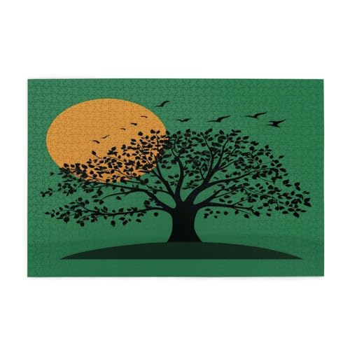 Black Tree Illustration Puzzles1000 Teile pädagogische intellektuelle Holzpuzzles, lustige Puzzles, Stressabbau-Puzzles, 75 x 50 cm (L x B) von Kingww