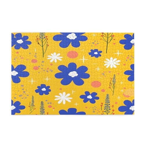 Bright Flowers Puzzles1000 Teile pädagogische intellektuelle Holzpuzzles, lustige Puzzles, Stressabbau-Puzzles, 75 x 50 cm (L x B) von Kingww