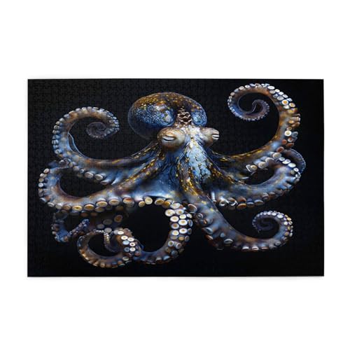 Bunte gepunktete Oktopus-Puzzles, 1000 Teile, pädagogische, intellektuelle Holzpuzzles, lustige Puzzles, stressabbauende Puzzles, 75 x 50 cm (L x B) von Kingww