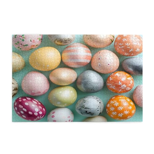 Egg On The Turquoise Puzzles1000 Teile Pädagogische Intellektuelle Holzpuzzles, lustige Puzzles, Stressabbau-Puzzles, 75 x 50 cm (L x B) von Kingww