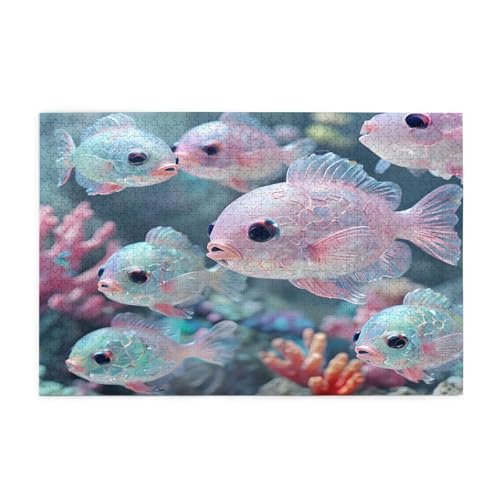 Fantastische Fisch-Puzzles, 1000 Teile, pädagogische, intellektuelle Holzpuzzles, lustige Puzzles, Stressabbau-Puzzles, 75 x 50 cm (L x B) von Kingww