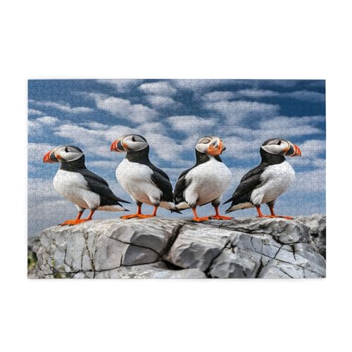 Four Auks Puzzles1000 Teile Pädagogische Intellektuelle Holzpuzzles, lustige Puzzles, Stressabbau-Puzzles, 75 x 50 cm (L x B) von Kingww