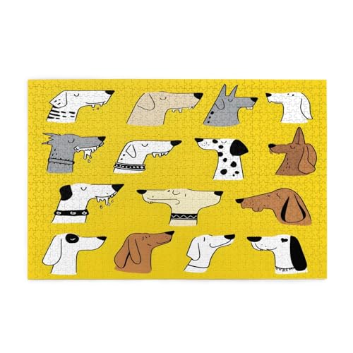 Freche Cartoon-Hunde-Puzzles, 1000 Teile, pädagogische, intellektuelle Holzpuzzles, lustige Puzzles, Stressabbau-Puzzles, 75 x 50 cm (L x B) von Kingww