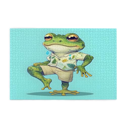 Freche Frosch-Puzzles, 1000 Teile, pädagogische, intellektuelle Holzpuzzles, lustige Puzzles, Stressabbau-Puzzles, 75 x 50 cm (L x B) von Kingww