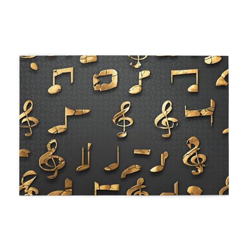 Goldenes Musik-Symbol-Puzzles1000 Teile pädagogische intellektuelle Holzpuzzles, lustige Puzzles, Stressabbau-Puzzles, 75 x 50 cm (L x B) von Kingww