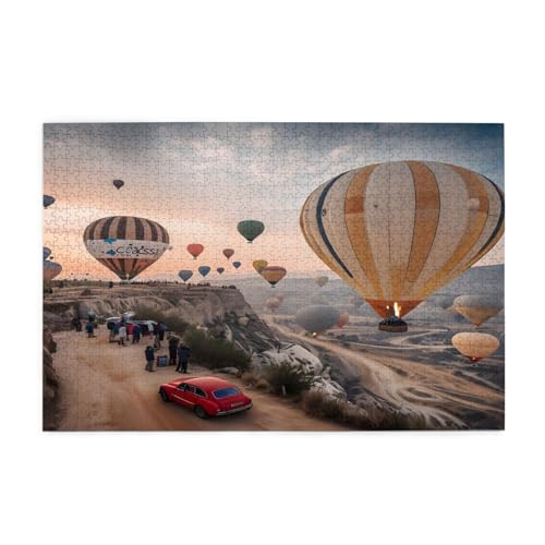 Heißluftballon-Kletter-Puzzles, 1000 Teile, pädagogische, intellektuelle Holzpuzzles, lustige Puzzles, Stressabbau-Puzzles, 75 x 50 cm (L x B) von Kingww