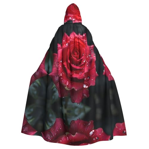 Kingww Drop Rose Halloween-Kapuzenumhang für Damen und Herren, leichter Polyester-Umhang mit Kapuze, perfekt für Cosplay, Halloween und Kostümpartys von Kingww