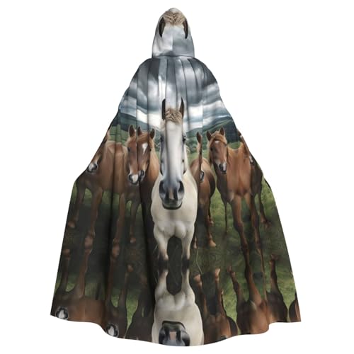 Kingww Five Horses Halloween-Kapuzenumhang für Damen und Herren: leichter Polyester-Umhang mit Kapuze, perfekt für Cosplay, Halloween und Kostümpartys von Kingww