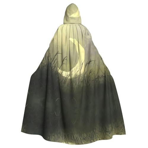 Kingww Gras und der Halbmond Halloween-Kapuzenumhang für Damen und Herren: leichter Polyester-Umhang mit Kapuze, perfekt für Cosplay, Halloween und Kostümpartys von Kingww