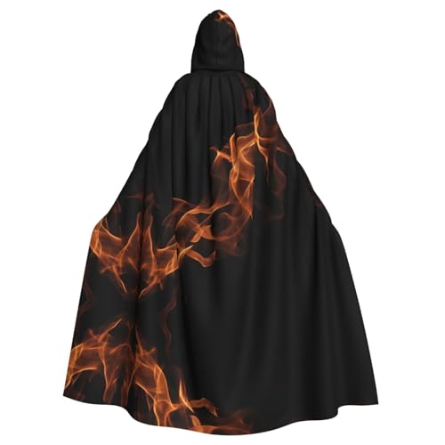 Kingww Halloween-Umhang mit abstrakter Flamme für Damen und Herren: leichter Polyester-Umhang mit Kapuze – perfekt für Cosplay, Halloween und Kostümpartys von Kingww