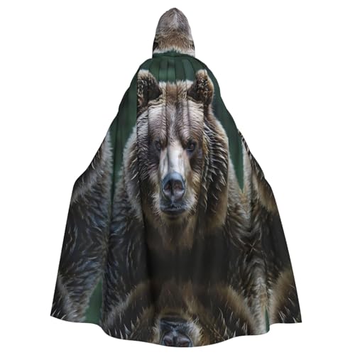 Kingww Look Of A Brown Bear Halloween Kapuzenumhang für Männer und Frauen: leichter Polyester-Umhang mit Kapuze – perfekt für Cosplay, Halloween & Kostümpartys von Kingww