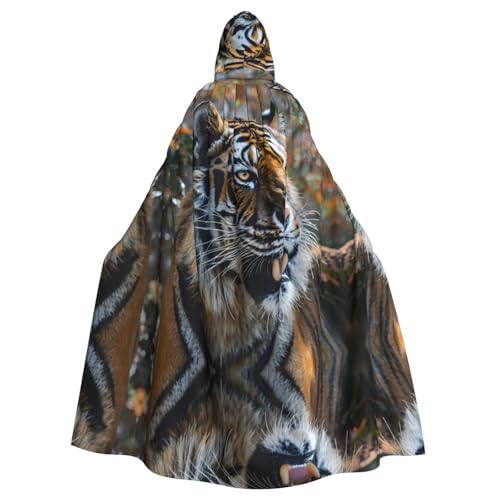 Kingww Majestic Tiger Halloween Kapuzenumhang für Männer und Frauen: leichter Polyester-Umhang mit Kapuze – perfekt für Cosplay, Halloween & Kostümpartys von Kingww