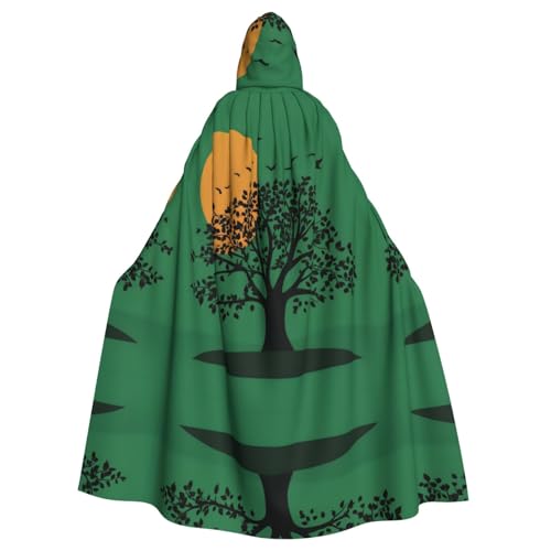 Kingww Schwarzer Baum-Illustration Halloween-Kapuzenumhang für Damen und Herren: leichter Polyester-Umhang mit Kapuze, perfekt für Cosplay, Halloween und Kostümpartys von Kingww