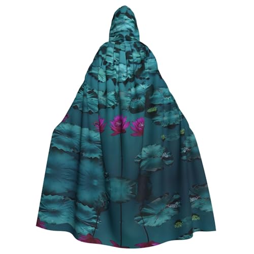 Kingww Teich Lotus Halloween Kapuzenumhang für Damen und Herren - Leichter Polyester-Umhang mit Kapuze - Perfekt für Cosplay, Halloween & Kostümpartys von Kingww