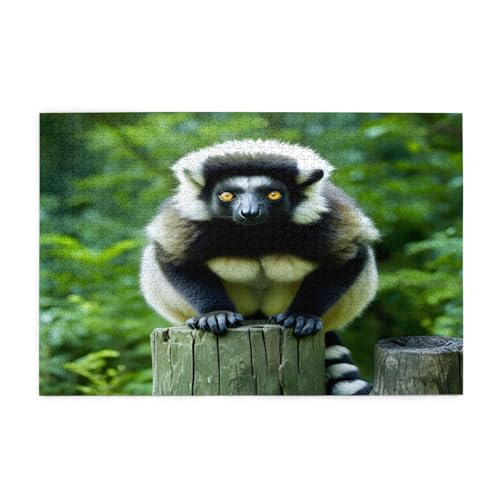 Lemur Puzzles1000 Teile pädagogische intellektuelle Holzpuzzles, lustige Puzzles, Stressabbau-Puzzles, 75 x 50 cm (L x B) von Kingww