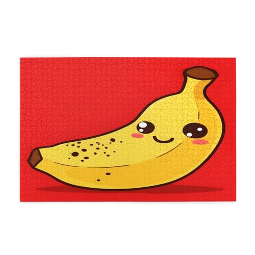 Niedliche Cartoon-Bananen-Puzzles, 1000 Teile, pädagogische, intellektuelle Holzpuzzles, lustige Puzzles, Stressabbau-Puzzles, 75 x 50 cm (L x B) von Kingww