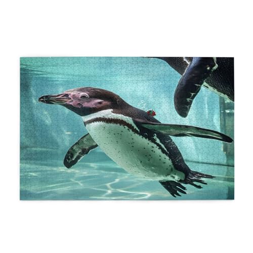 Penguins Are Underwater Puzzles1000 Teile Pädagogische Intellektuelle Holzpuzzles, lustige Puzzles, Stressabbau-Puzzles, 75 x 50 cm (L x B) von Kingww