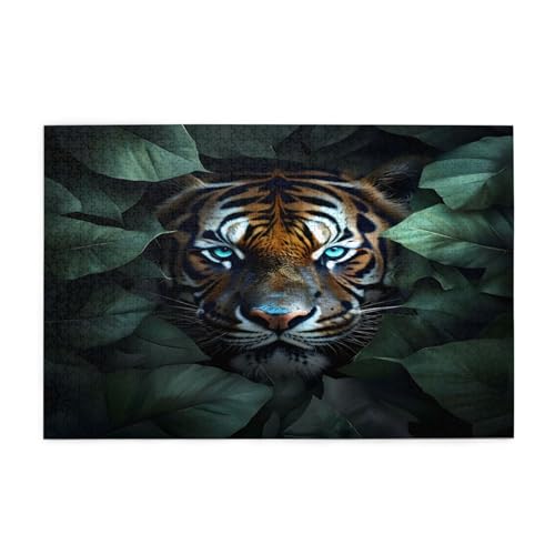 Puzzle "Face Of A Tiger", 1000 Teile, pädagogische intellektuelle Holzpuzzles, lustige Puzzles, Stressabbau-Puzzles, 75 x 50 cm (L x B) von Kingww