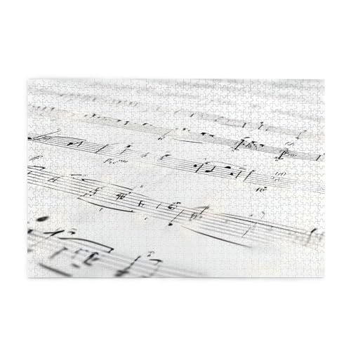 Puzzle mit Musik und Symbolen, 1000 Teile, pädagogische intellektuelle Holzpuzzles, lustige Puzzles, Stressabbau-Puzzles, 75 x 50 cm (L x B) von Kingww