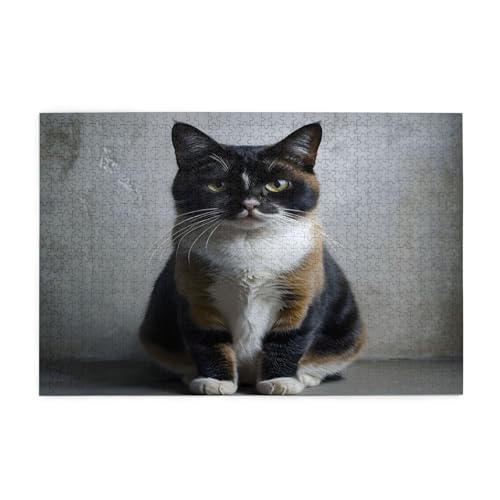 Schwarz-Weiß-Katzen-Puzzles, 1000 Teile, pädagogische intellektuelle Holzpuzzles, lustige Puzzles, Stressabbau-Puzzles, 75 x 50 cm (L x B) von Kingww