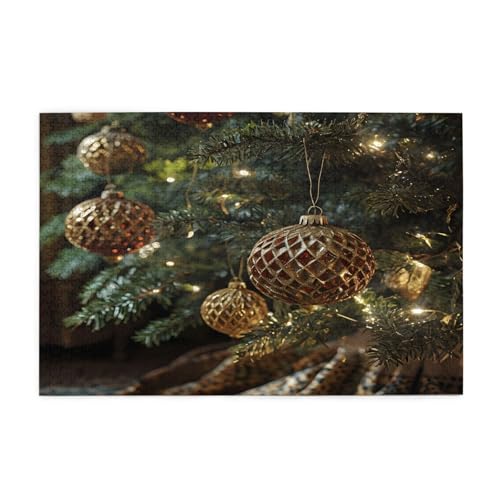 Weihnachtliche Ornament-Puzzles, 1000 Teile, pädagogische, intellektuelle Holzpuzzles, lustige Puzzles, Stressabbau-Puzzles, 75 x 50 cm (L x B) von Kingww