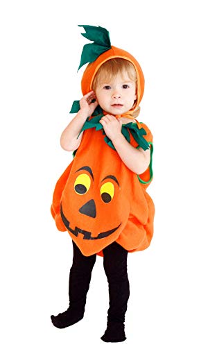 Kiniris Kürbis Kostüme Halloween Baby Mädchen Jungen Kostüme Kinder Kürbis Halloween Karneval Fasching Kostüme Cosplay Bekleidung (Orange, 3-4 Jahre) von Kiniris