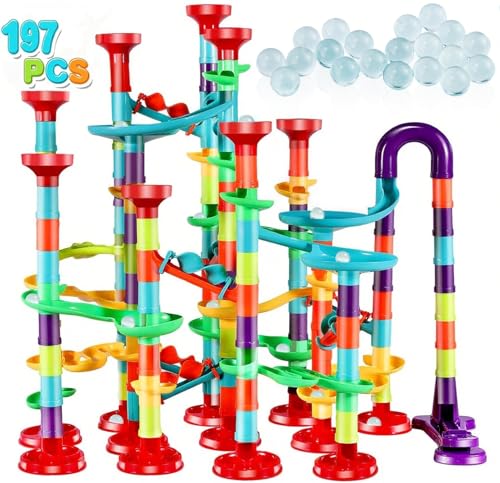 Kinmsito 197 Stück Murmelbahn Spielzeug,Mehrfarbige Murmelbahn Marble Run Set mit Glasmurmeln und Bahnelementen,Kugelbahn Lernspielzeug für Kinder Jungen und Mädchen(147 Bahnelementen + 50 Murmeln) Kinmsito 197 Stück Murmelbahn Spielzeug,Mehrfarbige Murmelbahn Marble Run Set mit Glasmurmeln und Bahnelementen,Kugelbahn Lernspielzeug für Kinder Jungen und Mädchen(147 Bahnelementen + 50 Murmeln) von Kinmsito