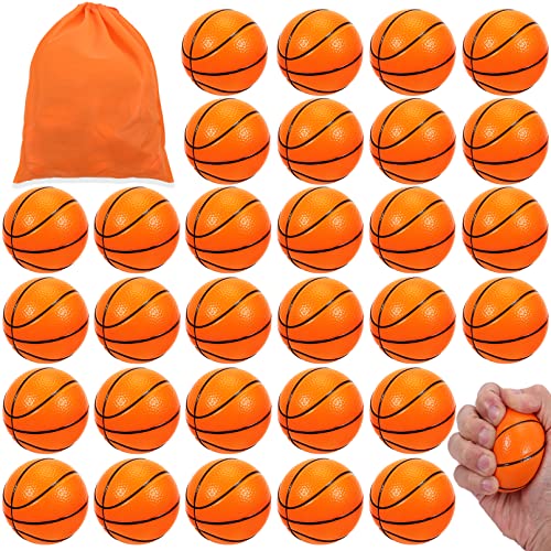 Kinmsito 30 Stück Mini Basketball,6.3cm Basketball Stressbälle,Mini-Basketbälle Squishy Spielzeugball,Mini Sportbälle Basketball für Kinder und Erwachsene,Basketball Stress Bälle Spielzeug für Party von Kinmsito