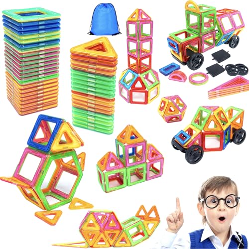 Kinyoda Magnetische Bausteine, 62 Pcs Magnetspielzeug,Magnetbausteine Set,Magnet Spielzeug,Magnet Spielzeug Kinder DIY,Magnetspiele für Geschenk ab 3 Jahre Junge,Mädchen Bauklötze Kinderspielzeug von Kinyoda