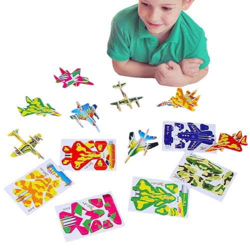 Kioriur 3D-Flugzeug-Puzzles für Kinder, Schaumstoff-Flugzeug-Panzer-Dinosaurier-Puzzles zum Selbermachen, 10-teiliges Puzzle, Flugzeug-Panzer-Dinosaurier-Bastelarbeiten von Kioriur