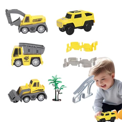 Kioriur BAU-Rennstrecke, Flexible Autostrecken für Kinder - BAU-LKW-Auto und Flexibles Gleis-Spielset - STEM-Bauspielzeug für und Mädchen ab 3 Jahren, Lernaktivitäten von Kioriur