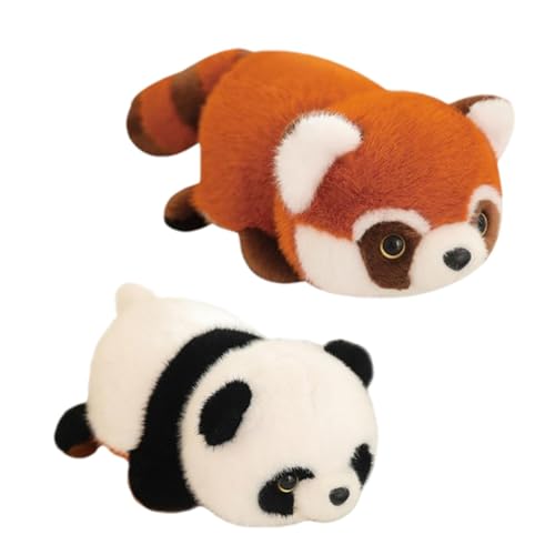 Kioriur Doppelseitiges Plüschtier, schöne Reversible Stofftiere – süßes Panda-Stofftier – reversibles rotes Panda-Spielzeug, Stofftier, für Kinder von Kioriur