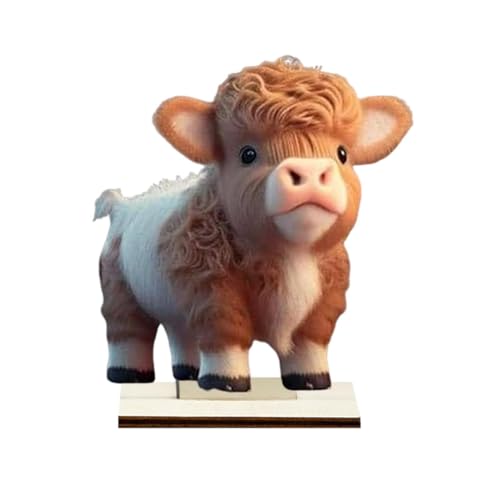 Kioriur Highland Cow Tischdekoration – Kuh-Tischdekoration, Rinder-Bauernhaus-Sammelfiguren | Hölzerne Kuh-Mutter-Kalb-Ornamentfigur, glückliche Hochlandkuh für Zuhause-Party-Dekorationen von Kioriur