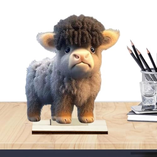 Kioriur Highland Cow Tischdekoration – Kuh-Tischdekoration, Rinder-Bauernhaus-Sammelfiguren | Hölzerne Kuh-Mutter-Kalb-Ornamentfigur, glückliche Hochlandkuh für Zuhause-Party-Dekorationen von Kioriur