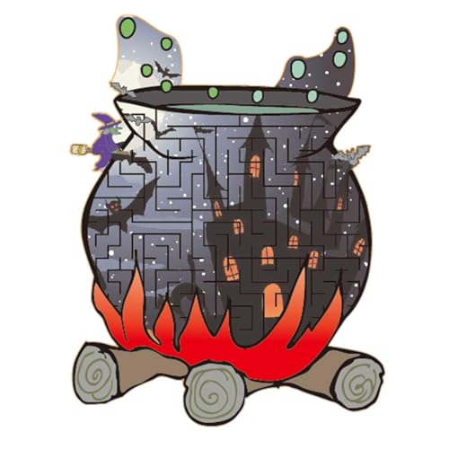 Kioriur Holzpuzzles für Kleinkinder – Holloween-Hexenhut aus Holz für Kleinkinder, Hexenpuzzles | Pädagogische Kleinkinder Farbformen Lernpuzzles, Alien Horror Flame Ghost Toy Puzzle von Kioriur