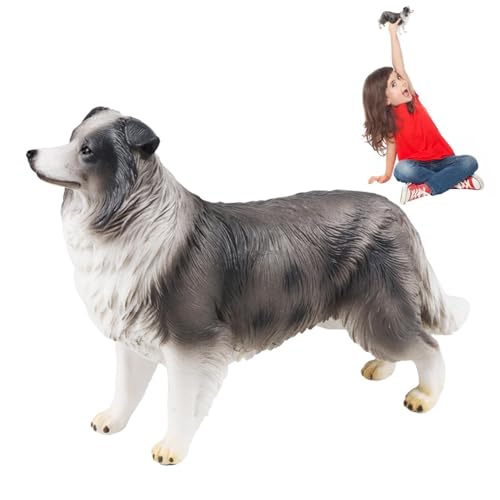 Kioriur Hundestatue, detaillierte und realistische Border-Collie-Welpenfiguren | Handbemalte Hunde für Kuchendekorationen, Geschenke von Kioriur