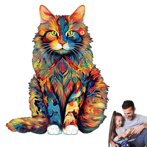 Kioriur Katzenpuzzles – Erwachsene Katzen-Holzpuzzles, Tierpuzzles | Familien-Katzen-Puzzle, Lernspielzeug-Puzzles, Tier-Holzpuzzles, Weihnachts-Katze-Holzpuzzle für Erwachsene und Kinder, Heimdeko von Kioriur